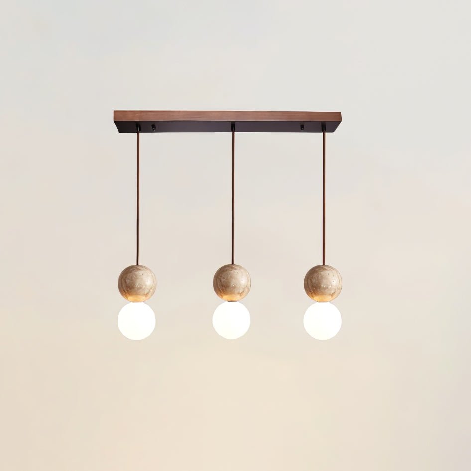 Suspension moderne Fridtjof en Travertin jaune et blanc