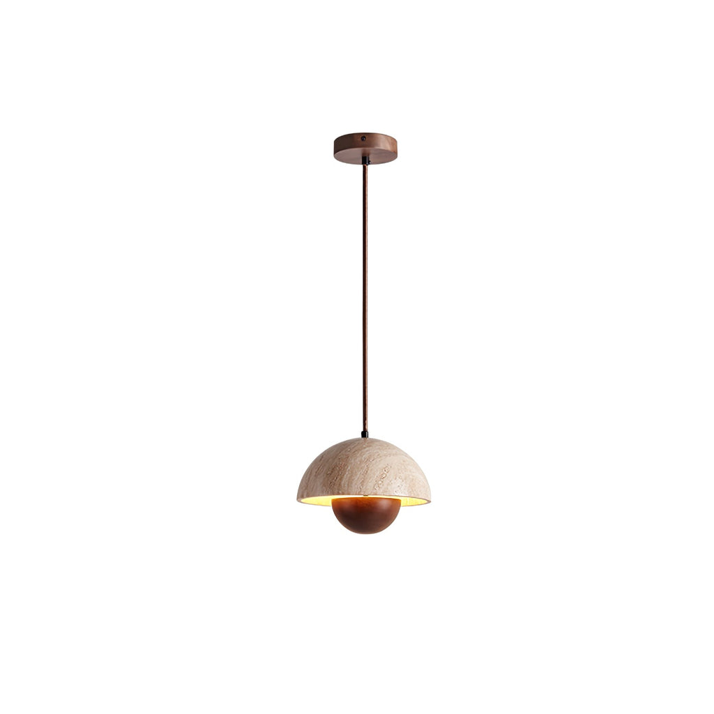 Suspension moderne Cob en Noyer et travertin jaune