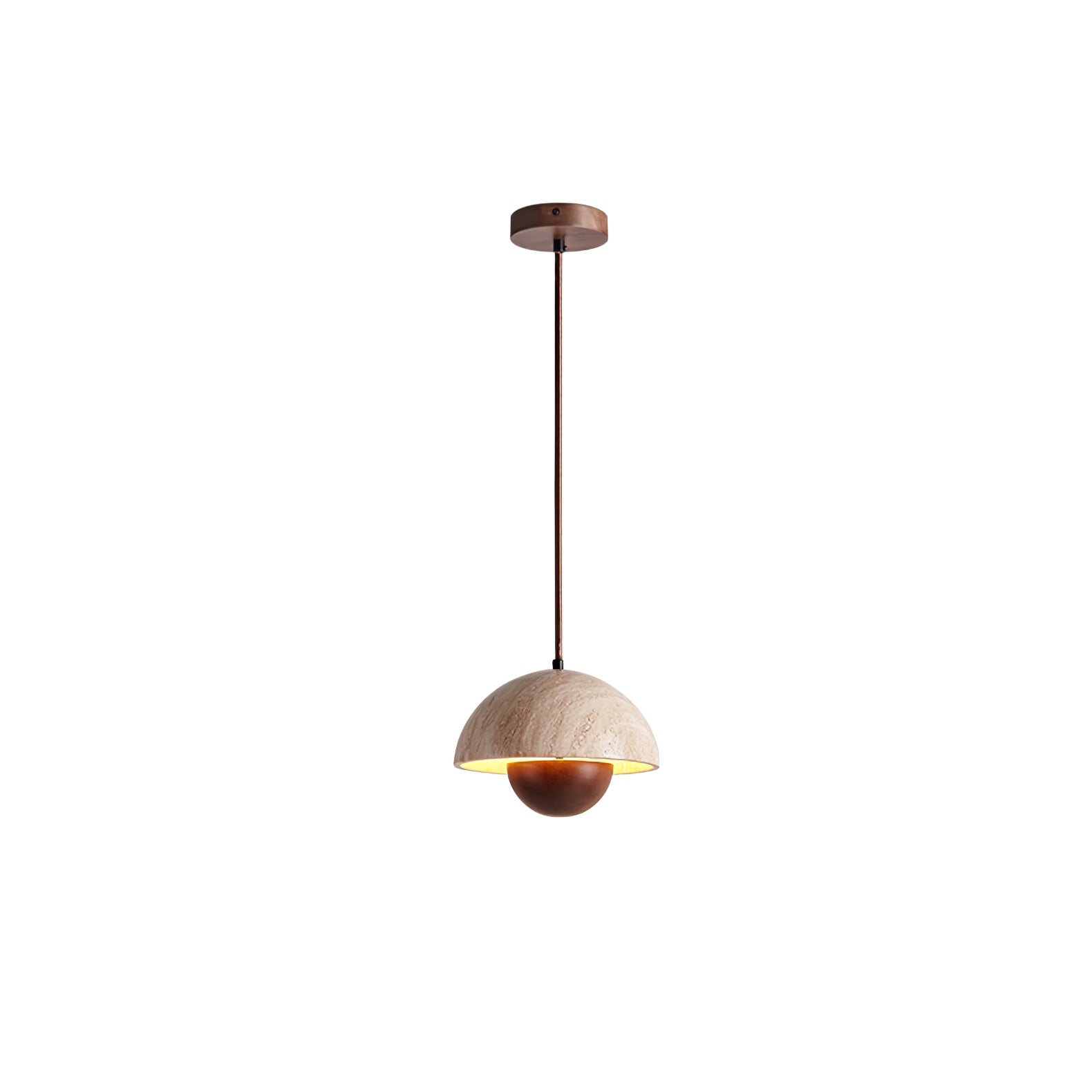 Suspension moderne Cob en Noyer et travertin jaune