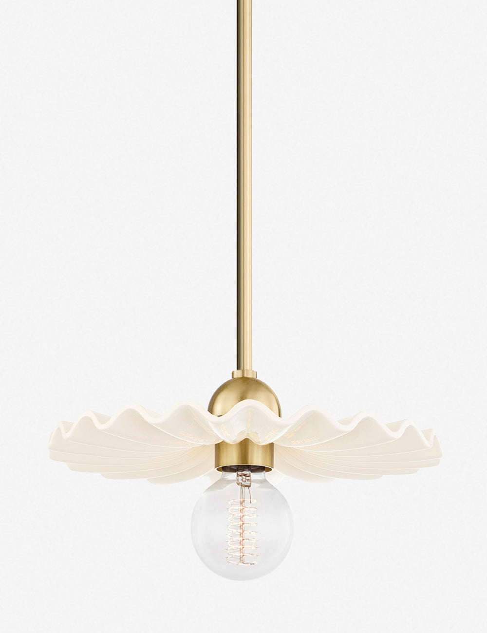 Suspension design Culm en laiton vieilli céramique gloss crème - Laiton vieilli céramique Gloss crème