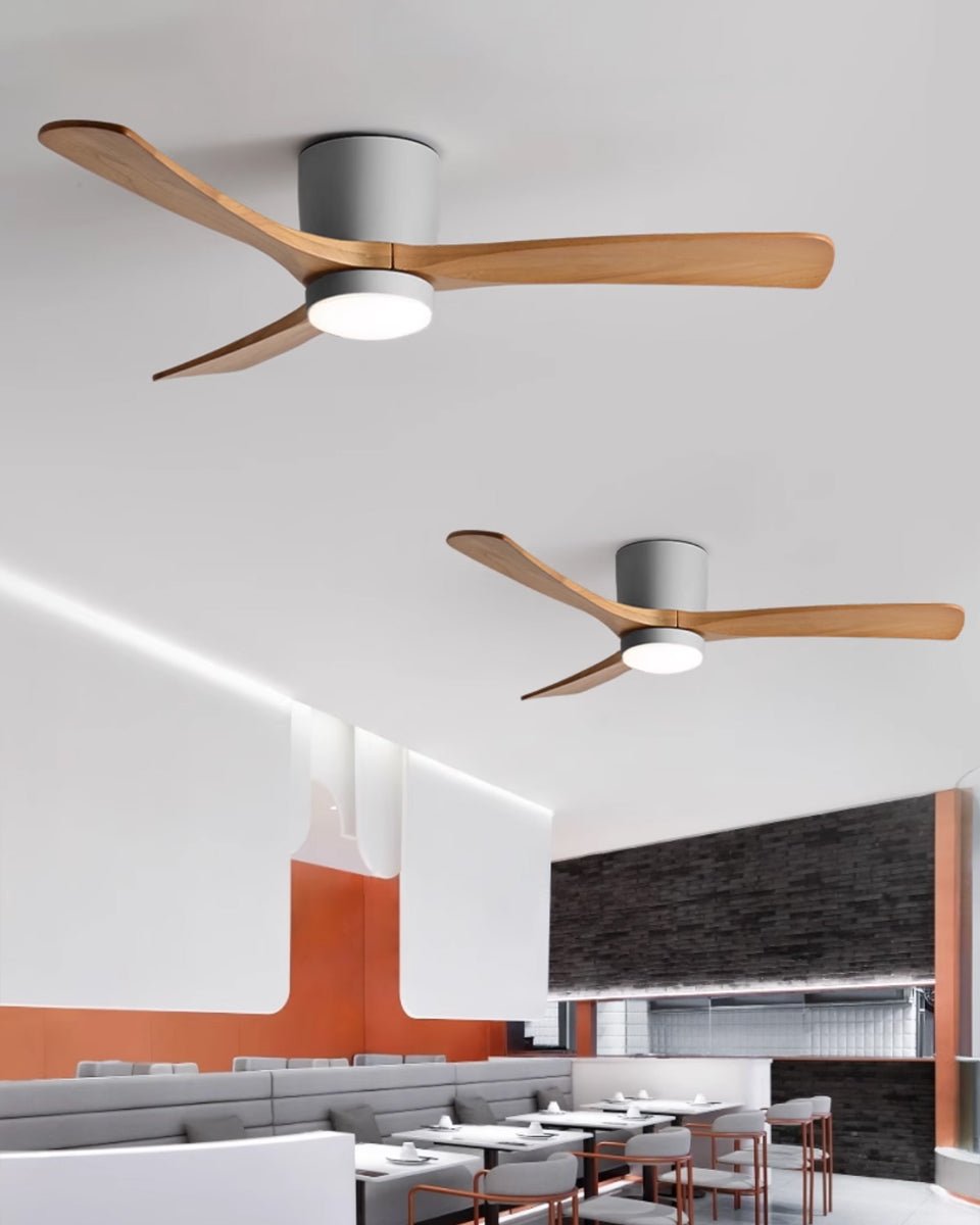 Ventilateur de plafond moderne Tarben en Noir et noyer bois