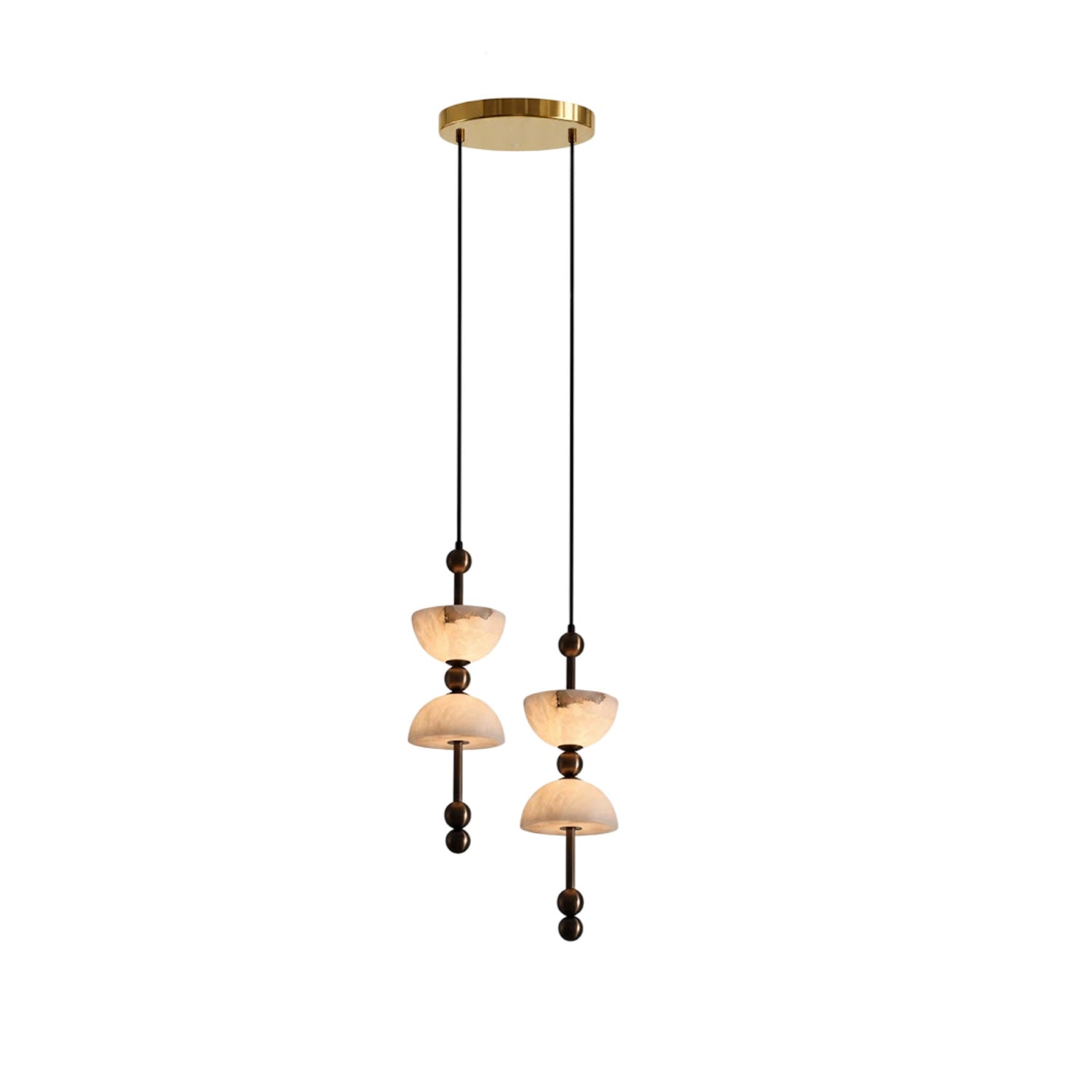 Suspension moderne Keir en Albâtre Bronze et blanc