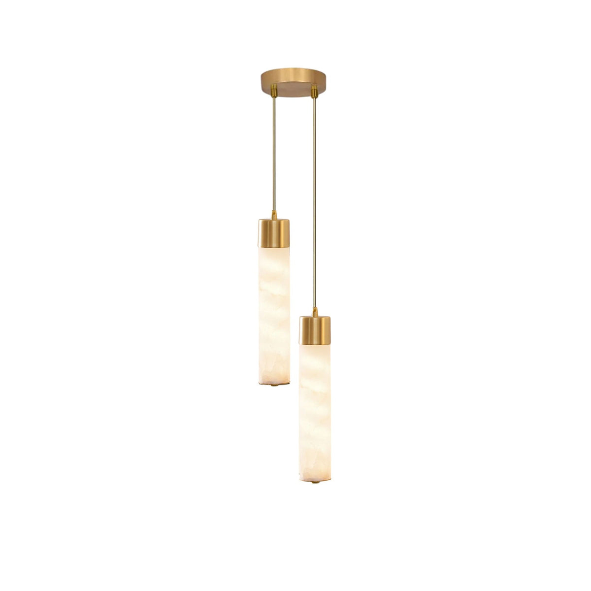 Alabaster Tube Brass Pendant Lamp