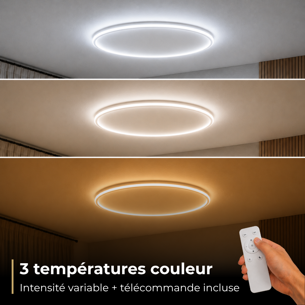 Plafonnier LED Scandinave Aapo Rond en Métal Blanc