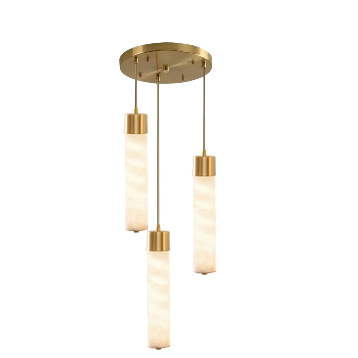 Alabaster Tube Brass Pendant Lamp