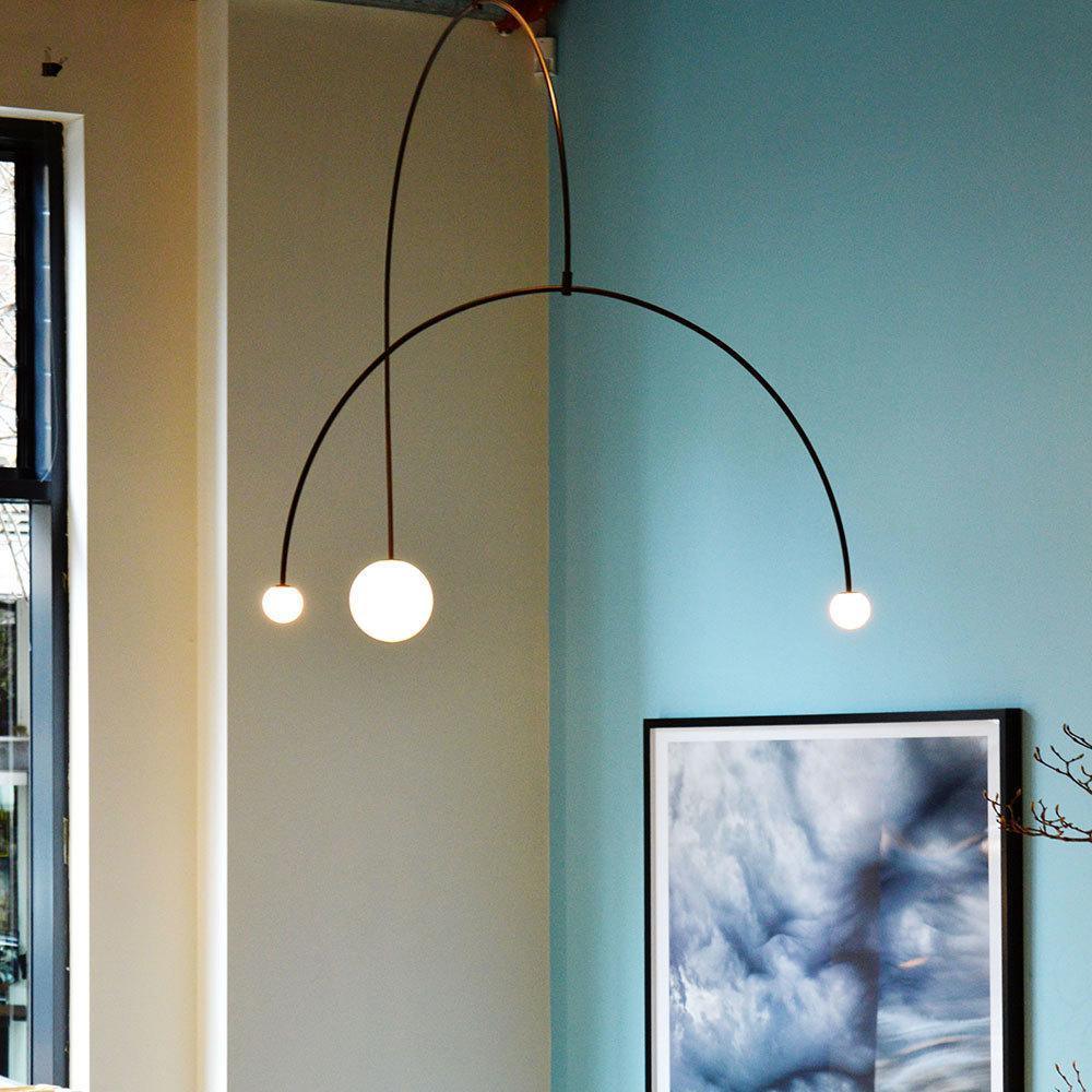 Lustre moderne Todd en Métal, Fer, Acier, Verre Noir