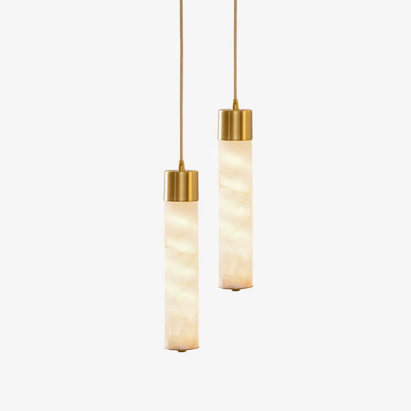 Alabaster Tube Brass Pendant Lamp
