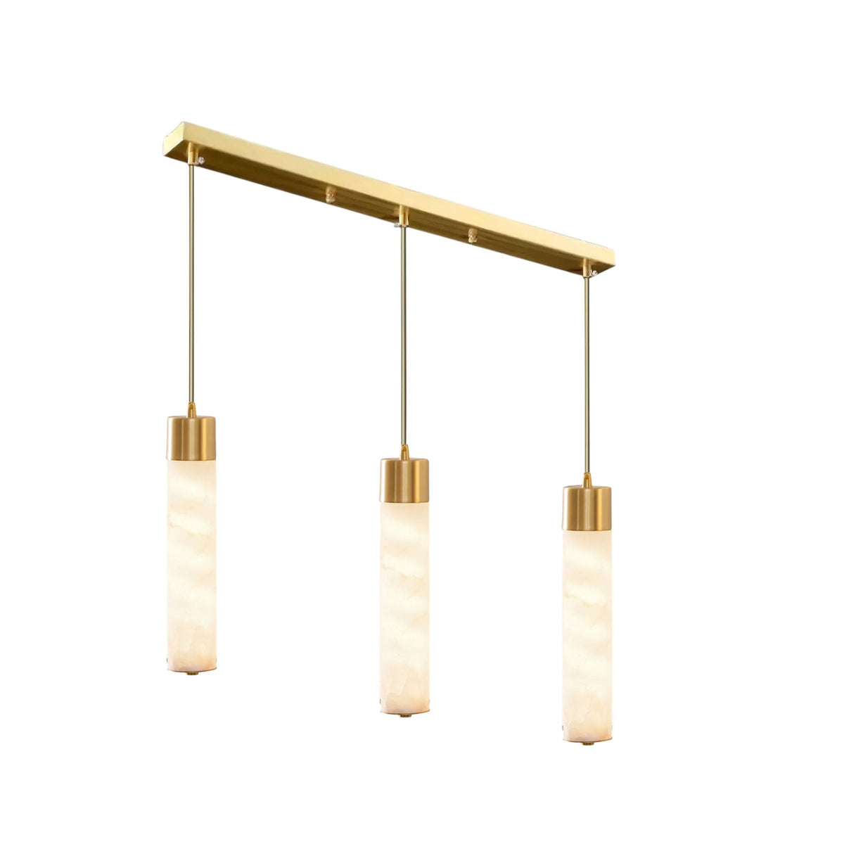 Alabaster Tube Brass Pendant Lamp