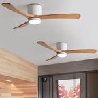 Ventilateur de plafond moderne Tarben en Noir et noyer bois