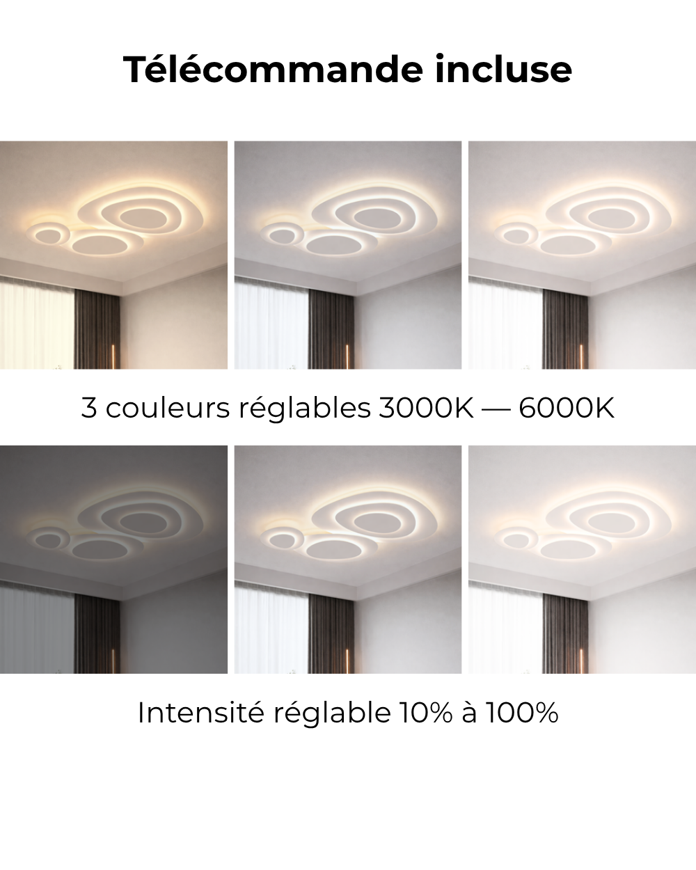 Plafonnier LED Aadam Nuage en Métal Blanc