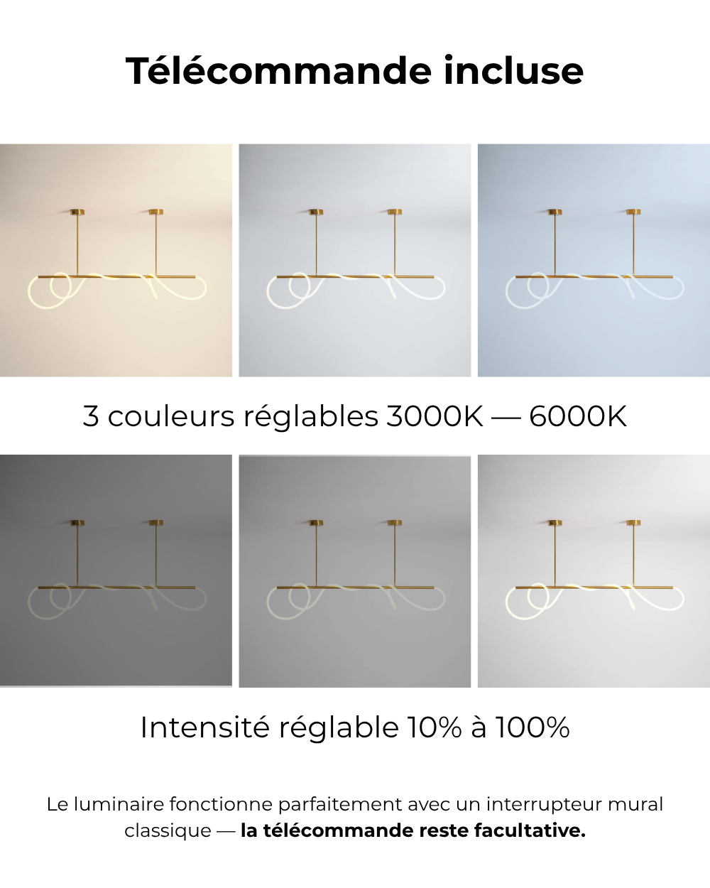 Lustre moderne Dagan en Métal Or et blanc