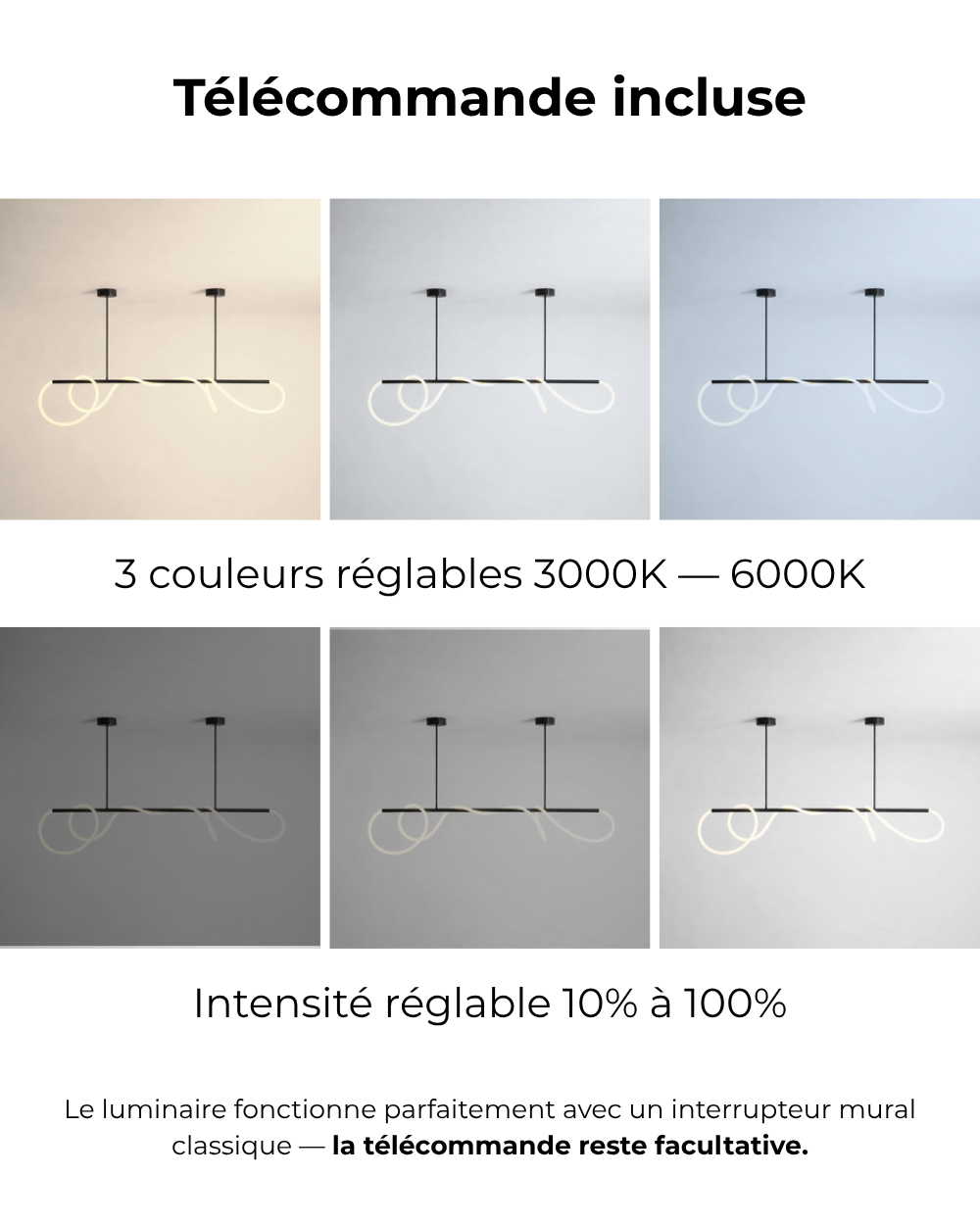 Lustre moderne Dagan en Métal Noir et blanc