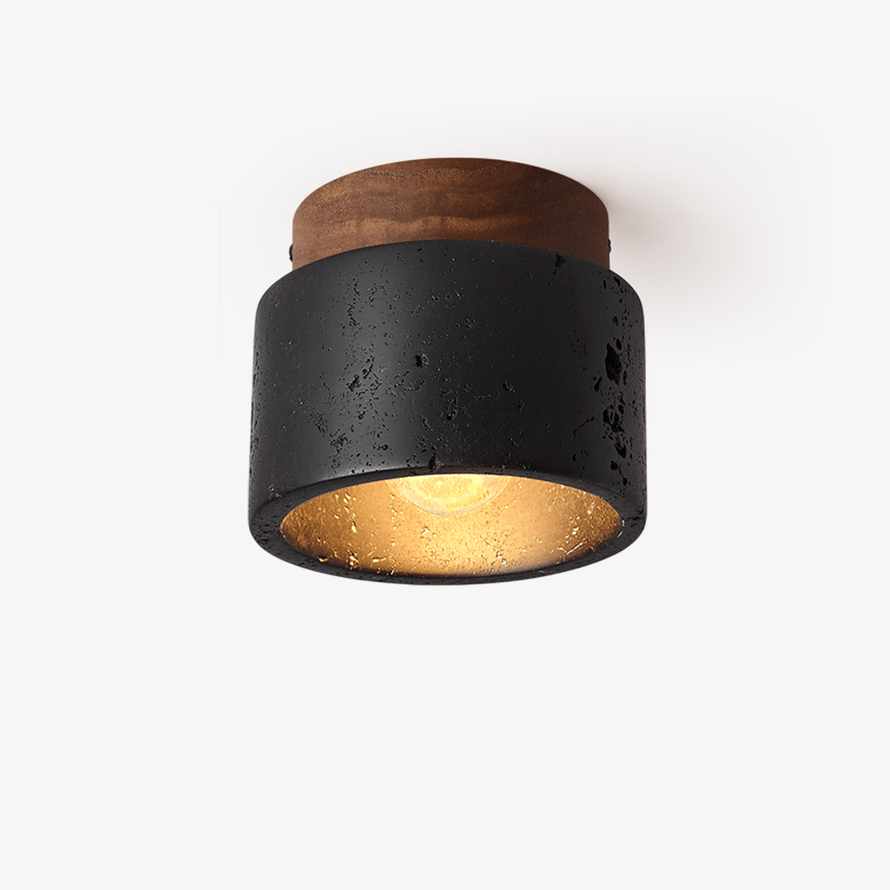Plafonnier moderne Viglek en Noyer et noir travertin