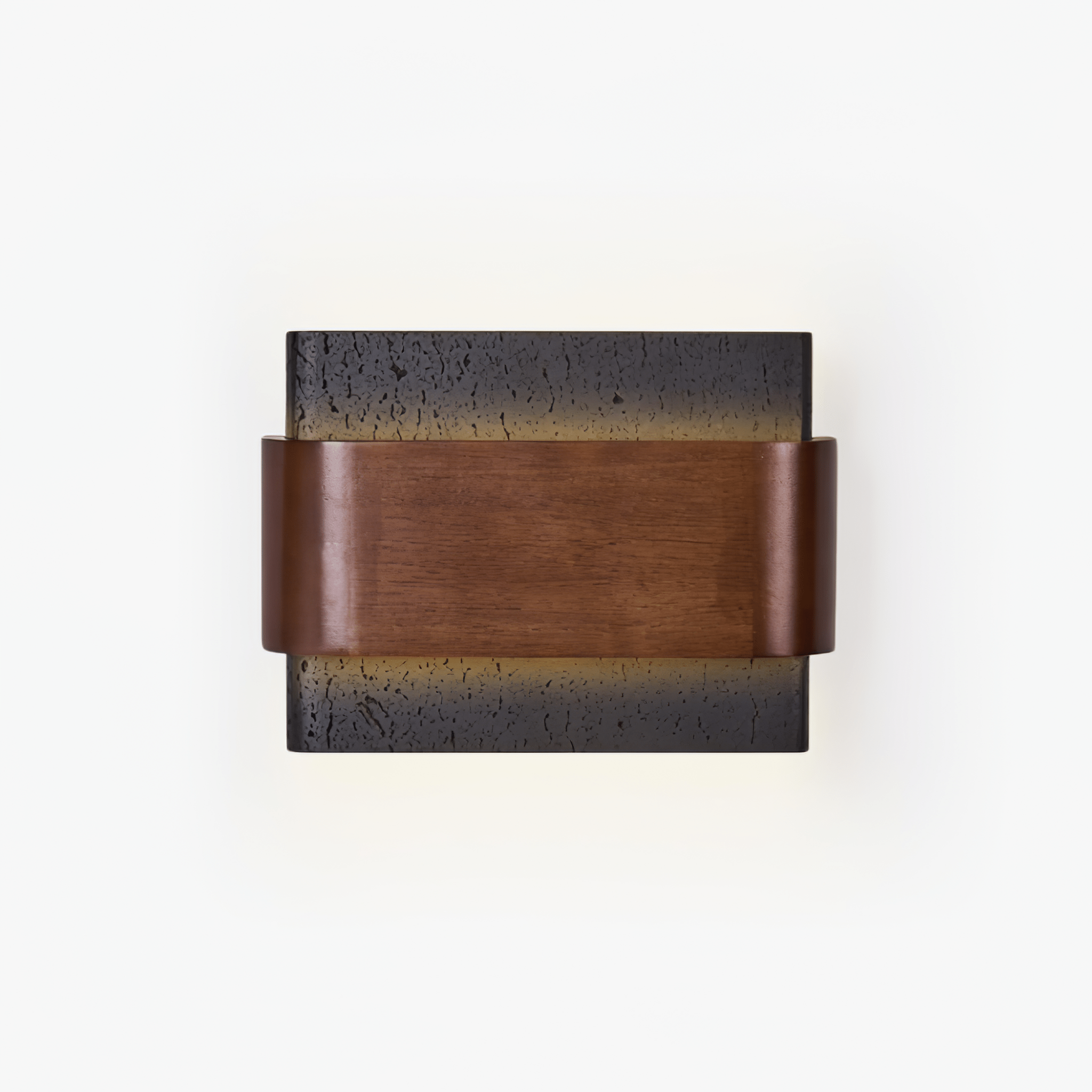 Applique murale moderne Ernest en Noyer bois et noir travertin