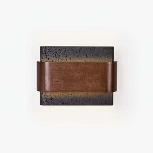 Applique murale moderne Ernest en Noyer bois et noir travertin