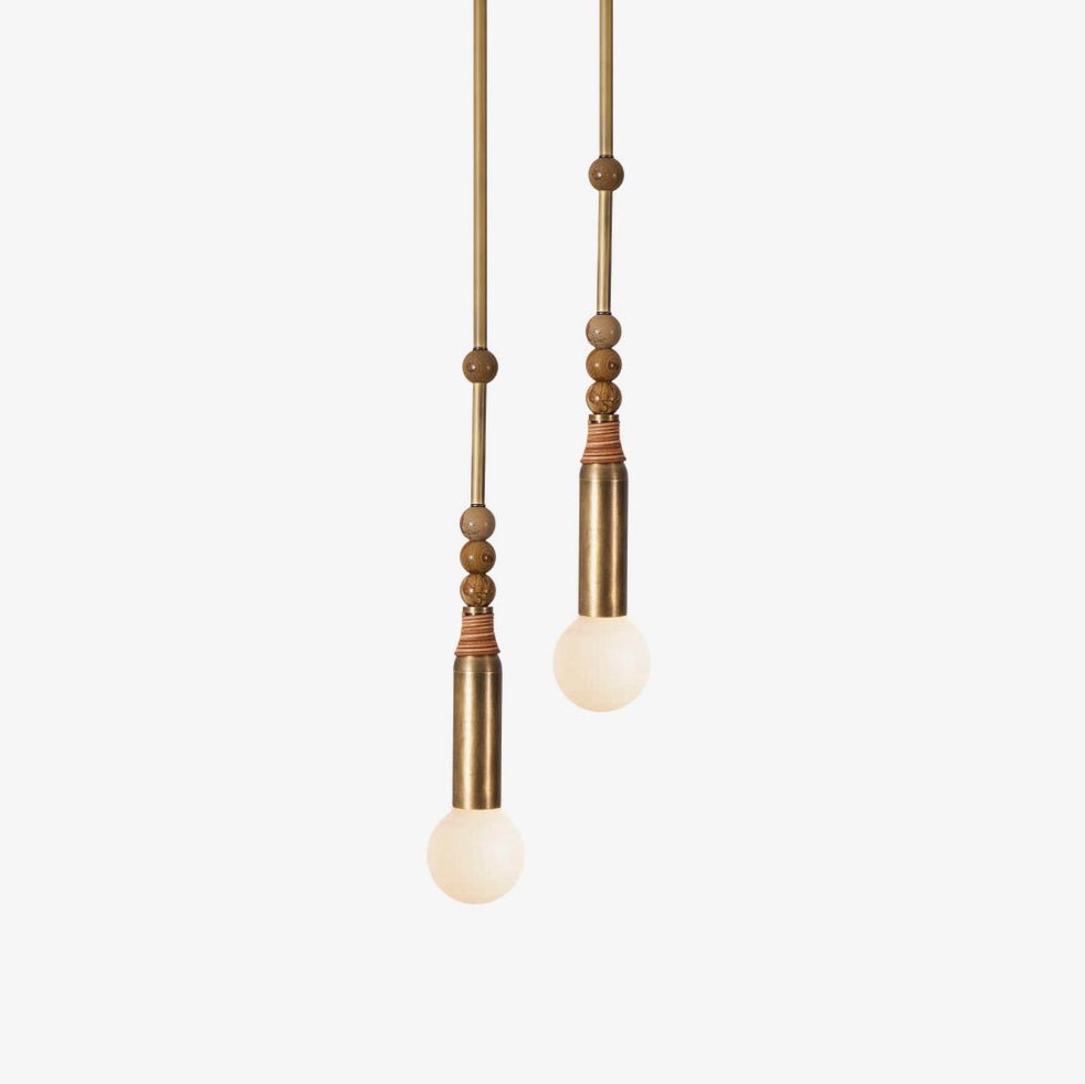 Suspension moderne Grant en Laiton ancien et blanc marbre