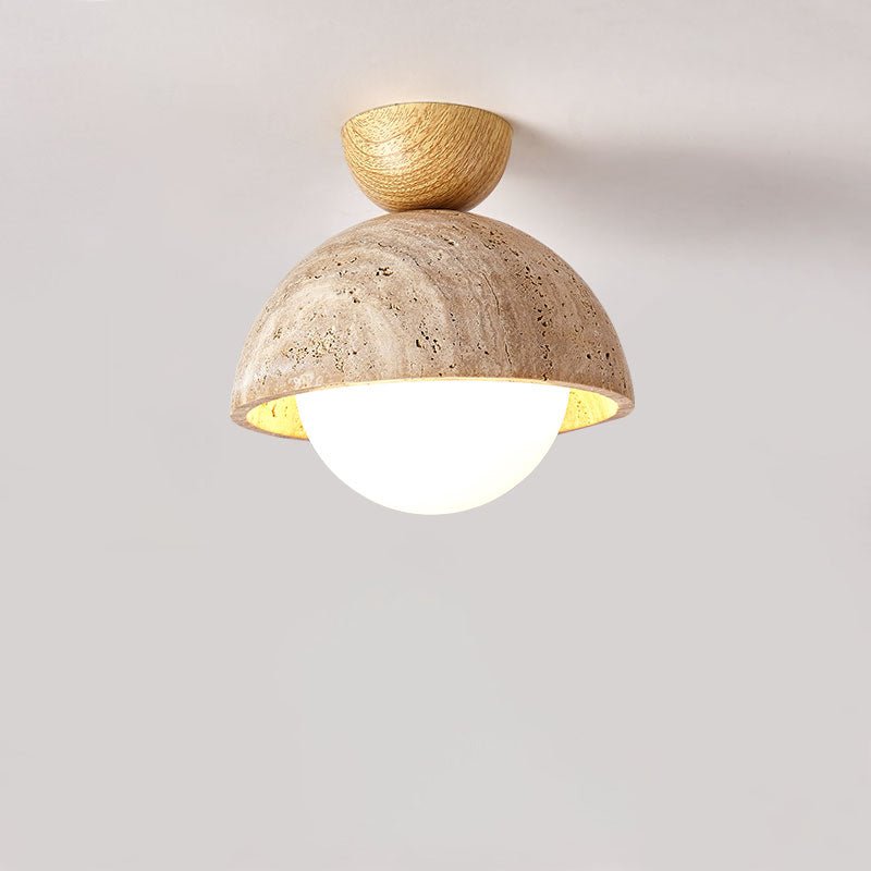 Plafonnier moderne Foxley en Bois et travertin jaune