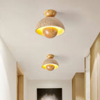 Plafonnier moderne Rhett en Bois et travertin jaune