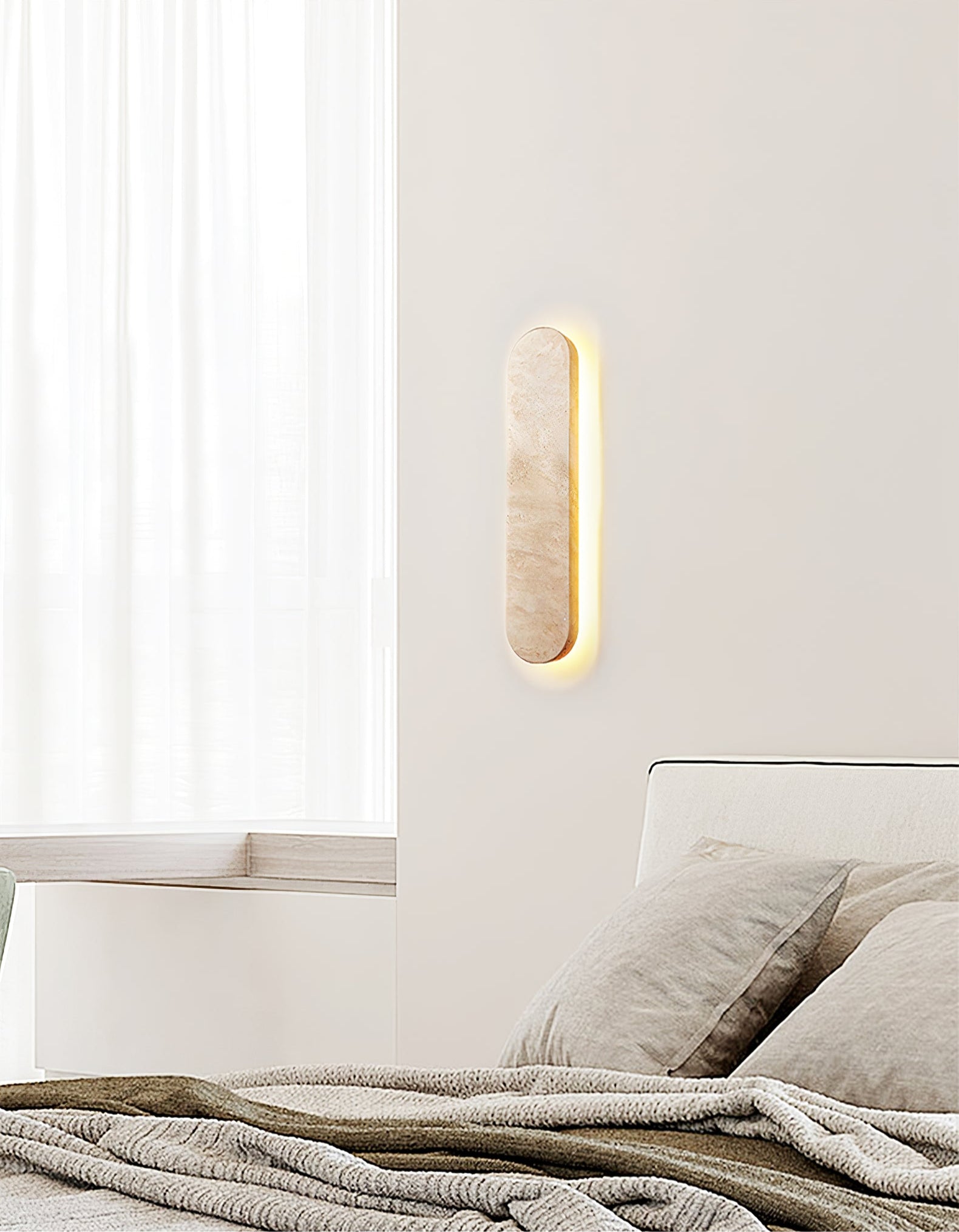 Applique murale moderne Wulfric en Travertin jaune