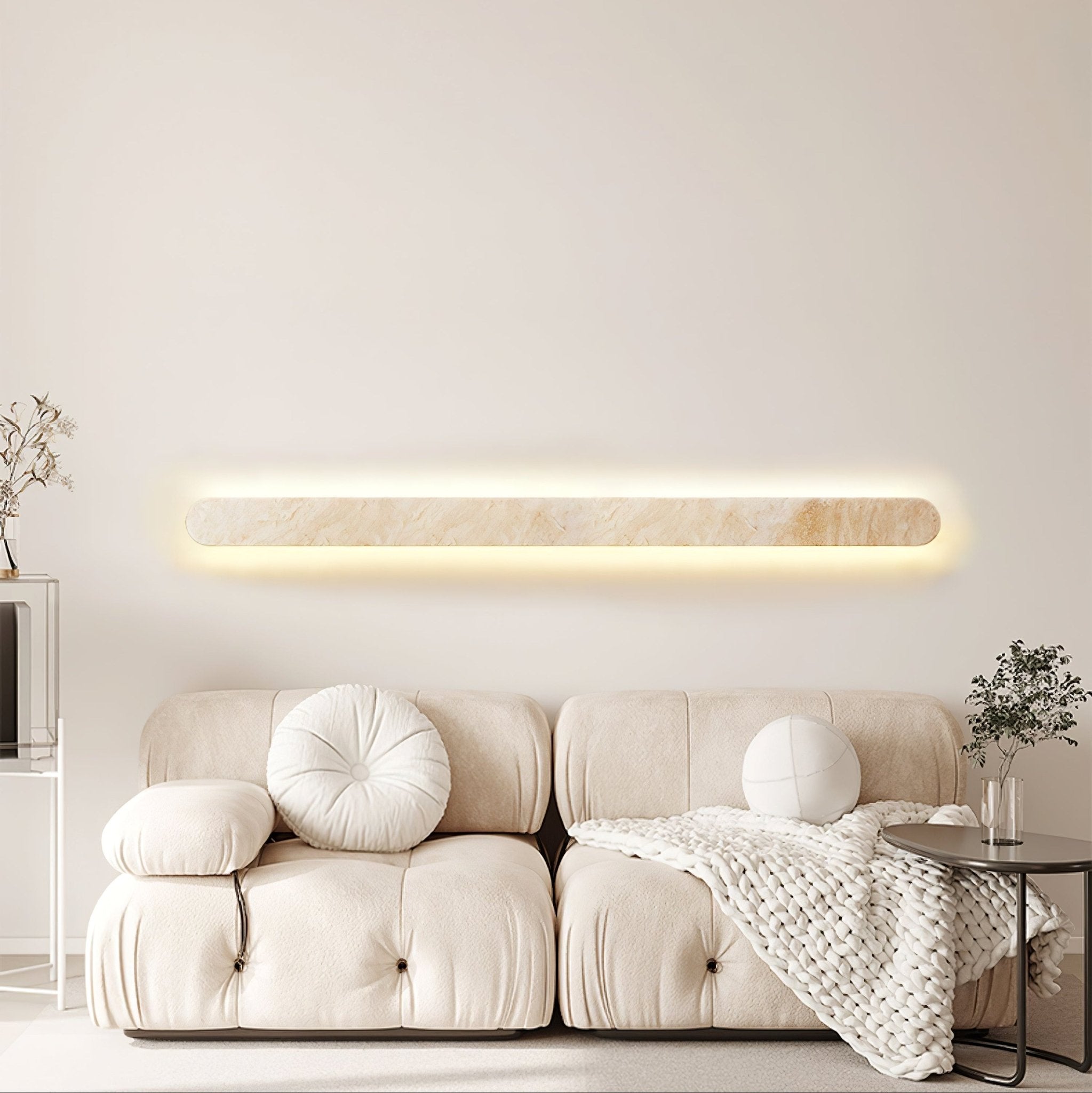 Applique murale moderne Wulfric en Travertin jaune