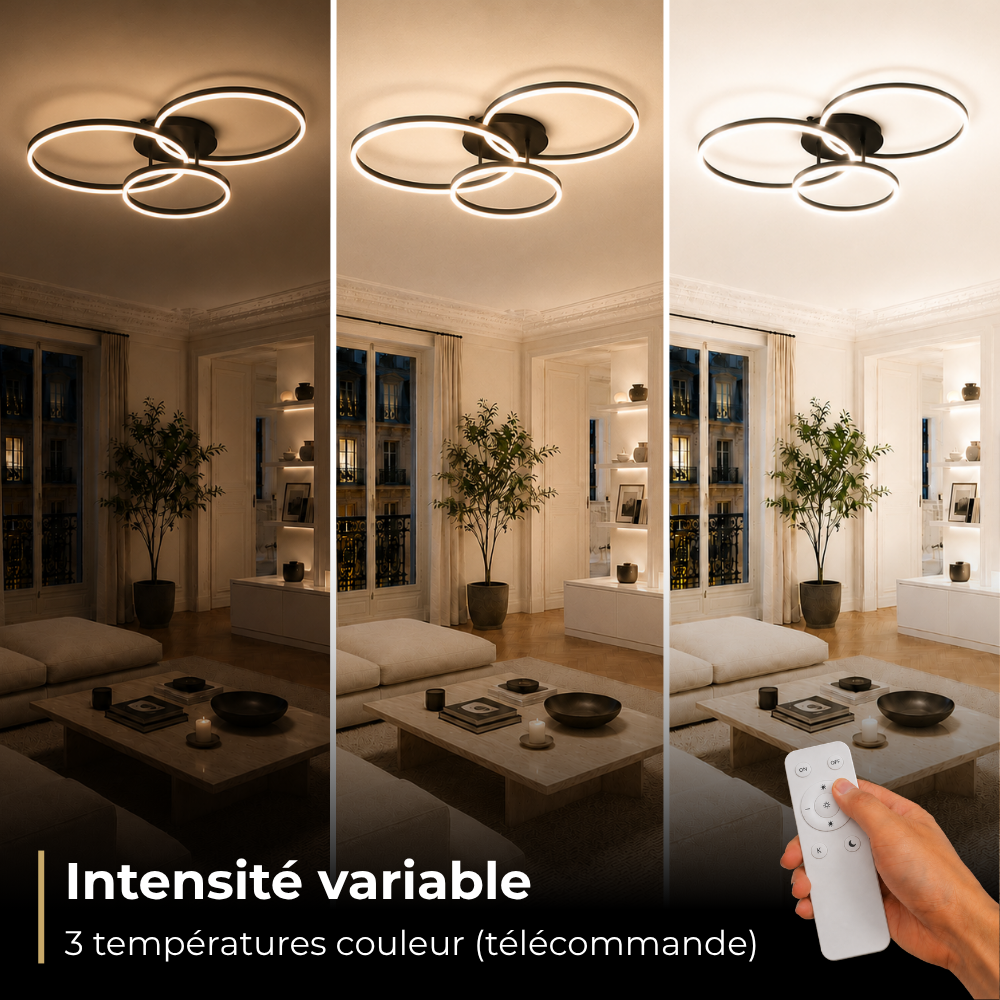 Plafonnier LED Design Triple Anneau