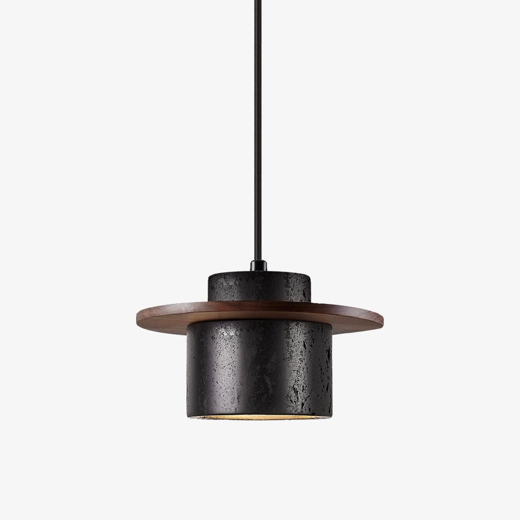 Suspension moderne Valto en Foncé noyer et noir travertin