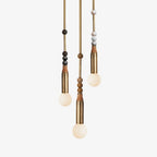 Suspension moderne Grant en Laiton ancien et blanc marbre