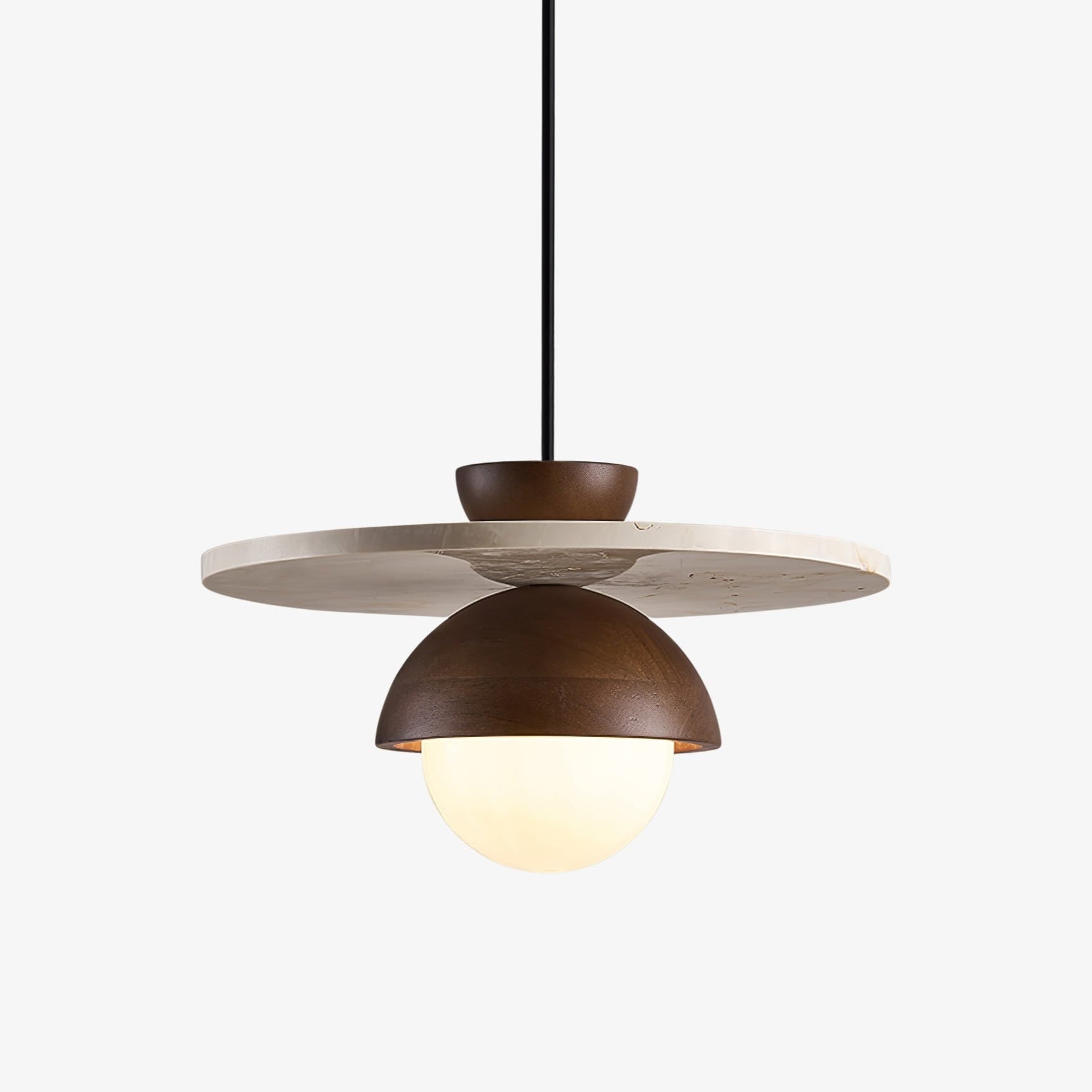 Suspension moderne Ormr en Travertin jaune et noyer