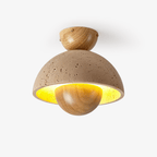 Plafonnier moderne Rhett en Bois et travertin jaune