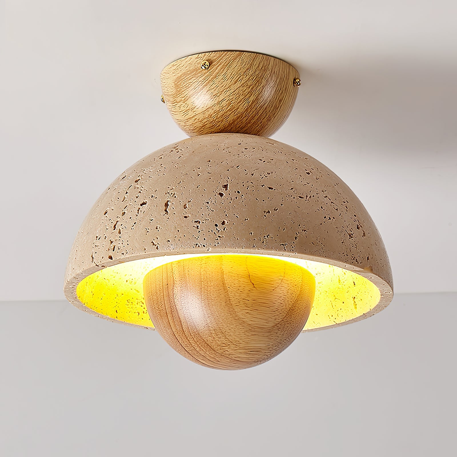 Plafonnier moderne Rhett en Bois et travertin jaune