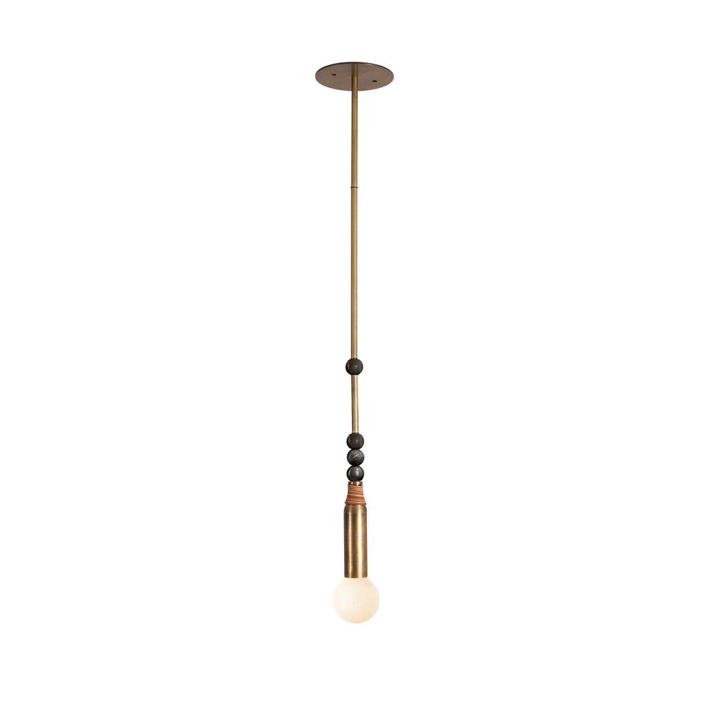 Suspension moderne Grant en Laiton ancien et noir marbre