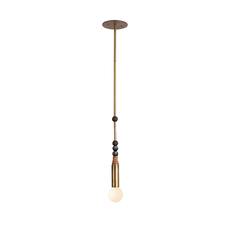 Grant Modern Pendant Light, Antique Brass and Black Marble