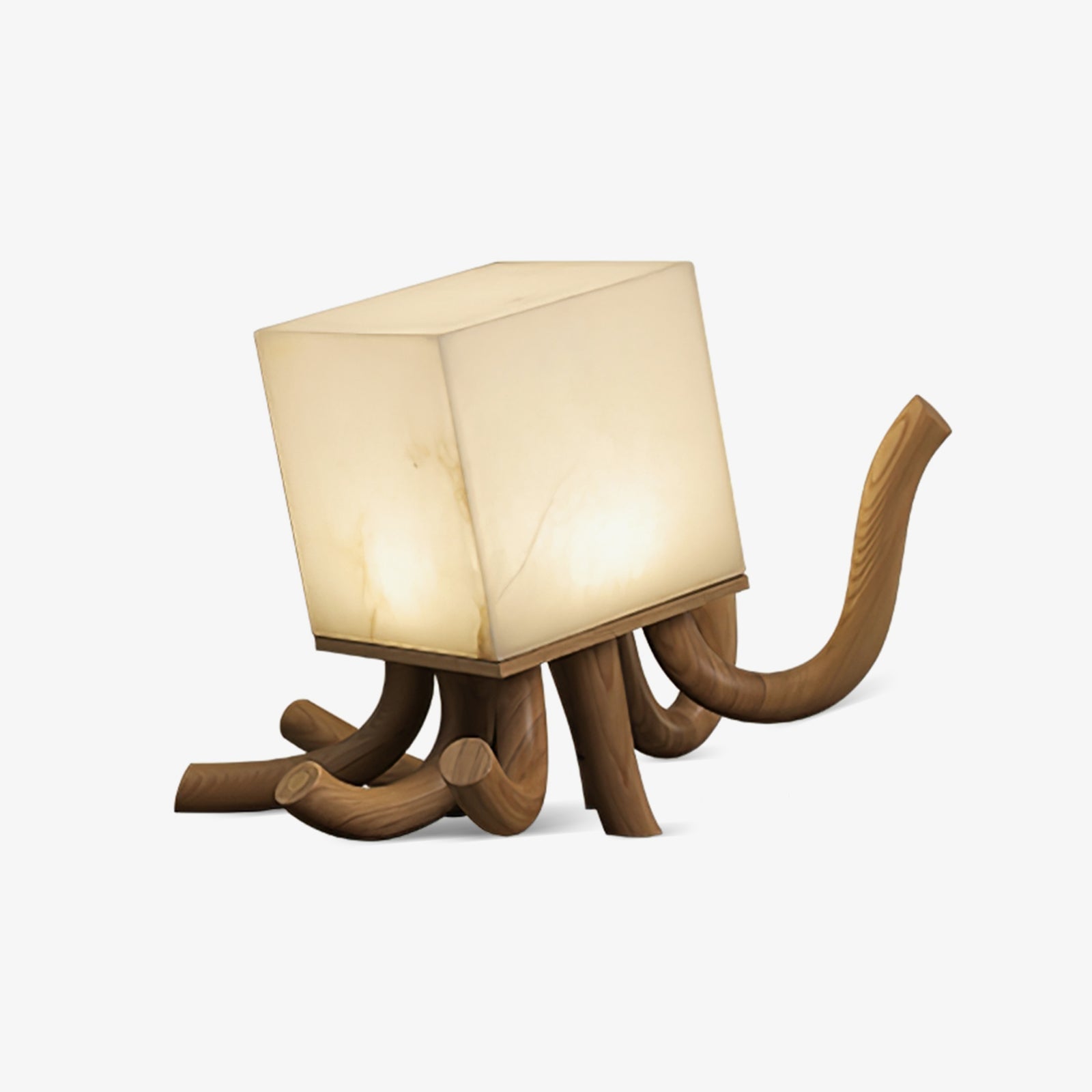 Lampe à poser moderne Eeli en Albâtre Noyer et blanc
