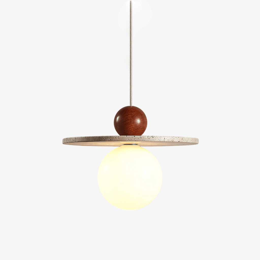 Suspension moderne Hjalmar en Travertin jaune et rouge bois