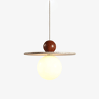 Suspension moderne Hjalmar en Travertin jaune et rouge bois