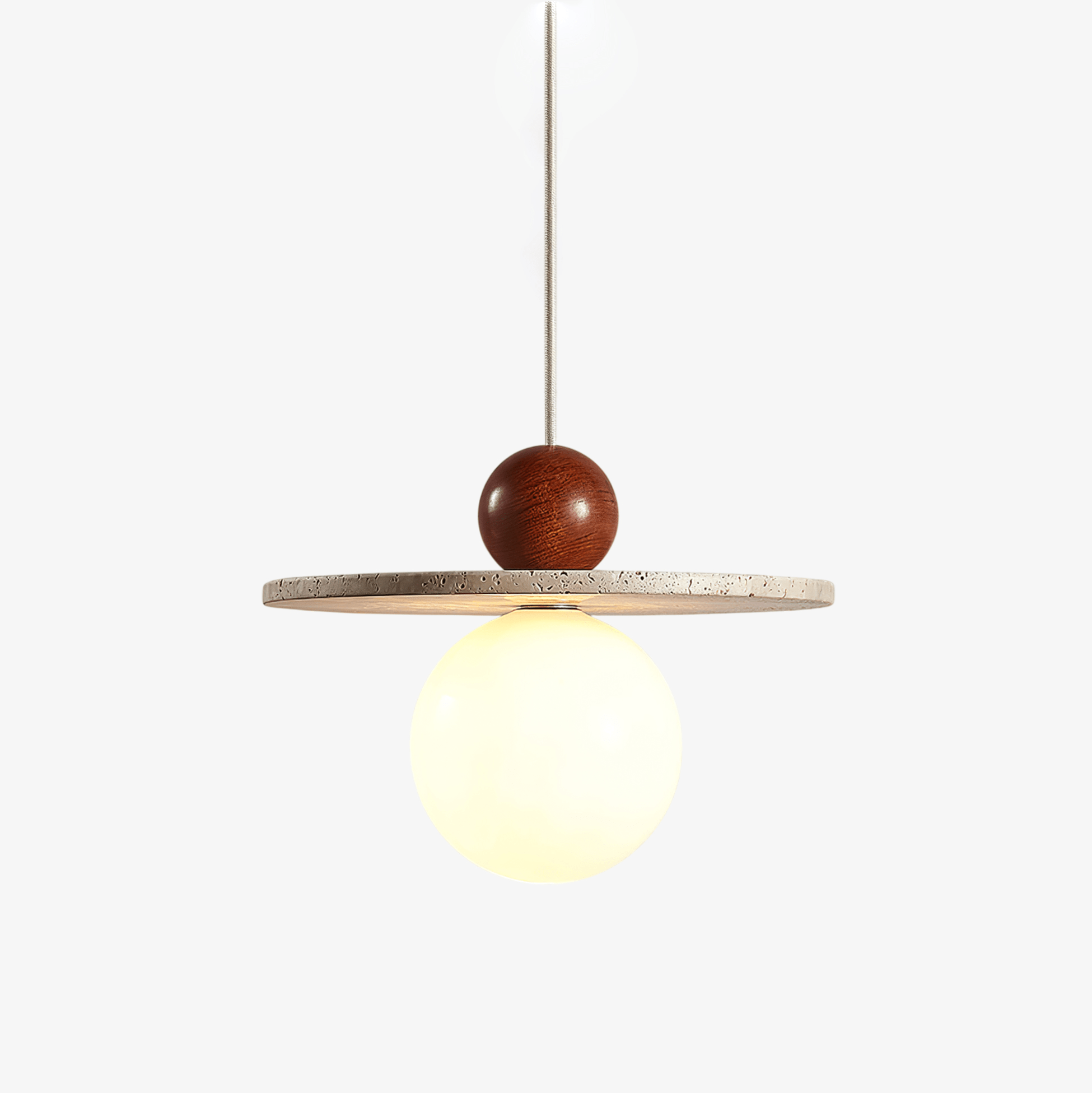 Suspension moderne Hjalmar en Travertin jaune et rouge bois