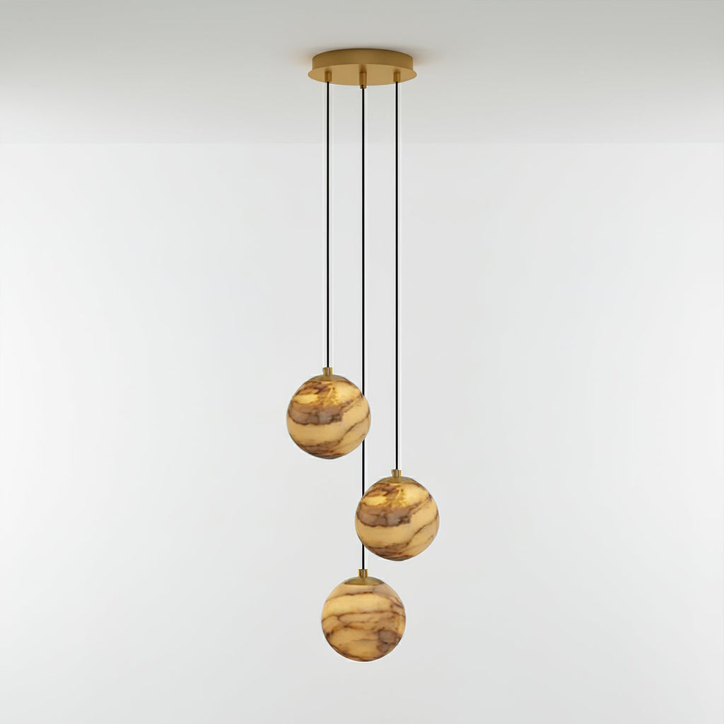Lustre moderne Brynar en Doré et Naturel albâtre