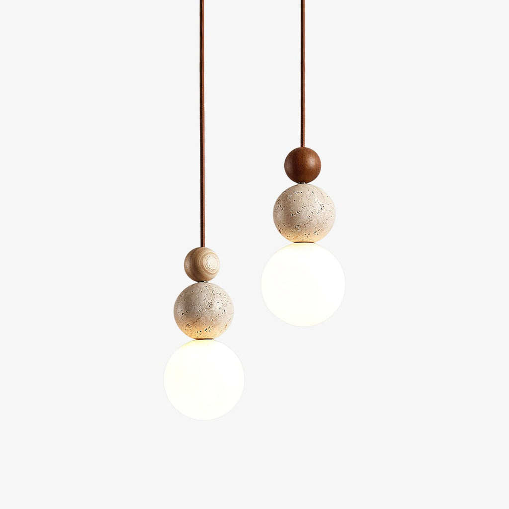 Suspension moderne Brook en Bois et travertin jaune