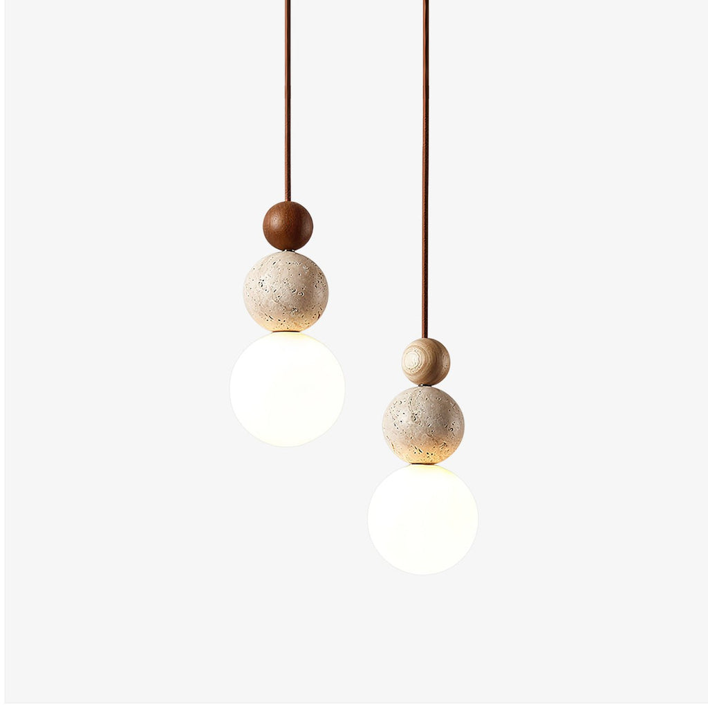 Suspension moderne Brook en Bois et travertin jaune