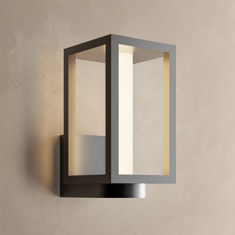 Black LED Lantern Outdoor Wall Light, IP65, Dimmable Solar or Hardwired