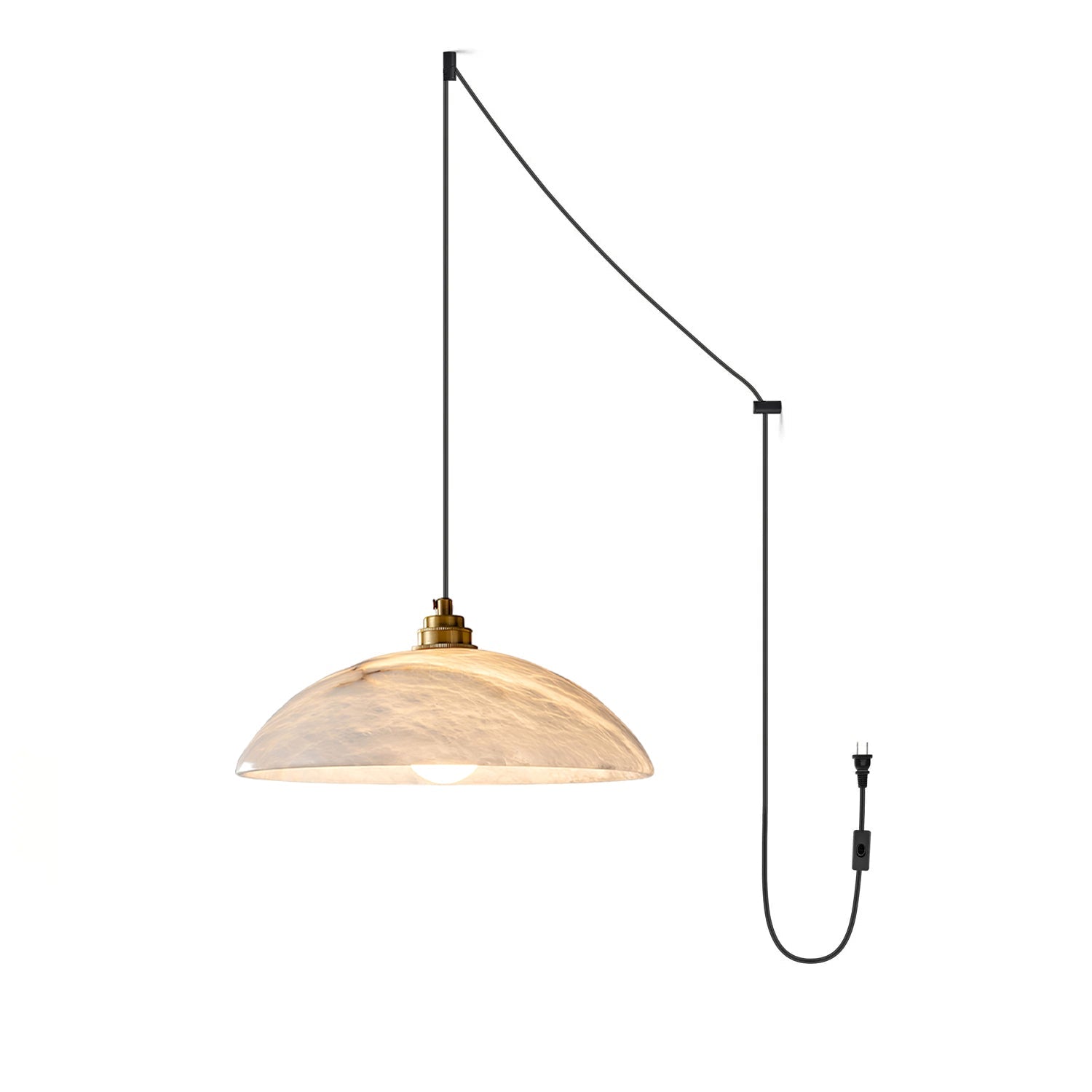 Suspension moderne Arnleif en Albâtre Laiton et blanc
