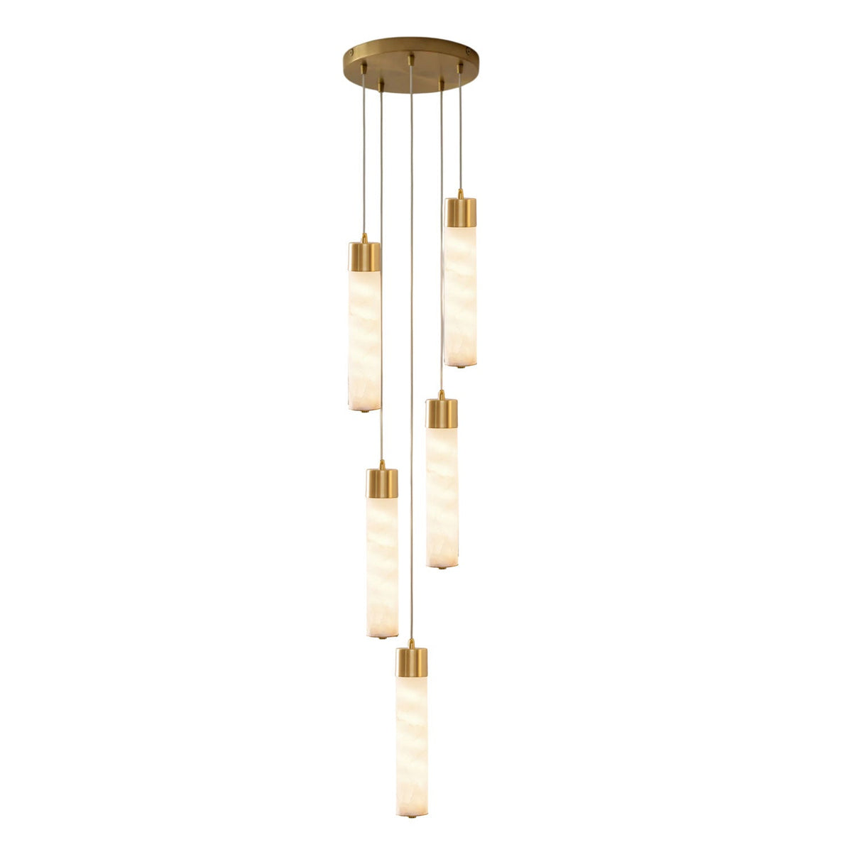 Alabaster Tube Brass Pendant Lamp