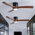 Ventilateur de plafond moderne Tarben en Noir et noyer bois