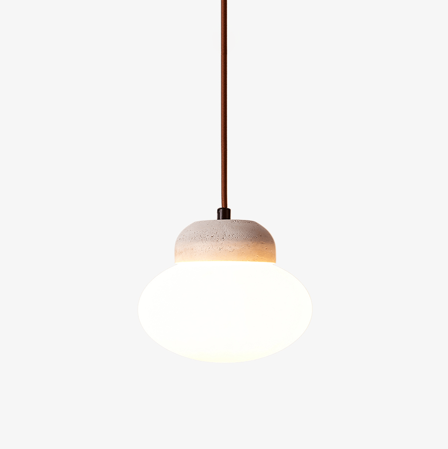 Suspension moderne Raimo en Travertin jaune et blanc
