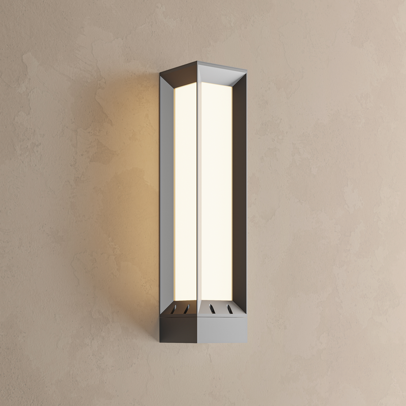 Black Stainless Steel LED Outdoor Wall Light, IP65, Dimmable Solar or Hardwired