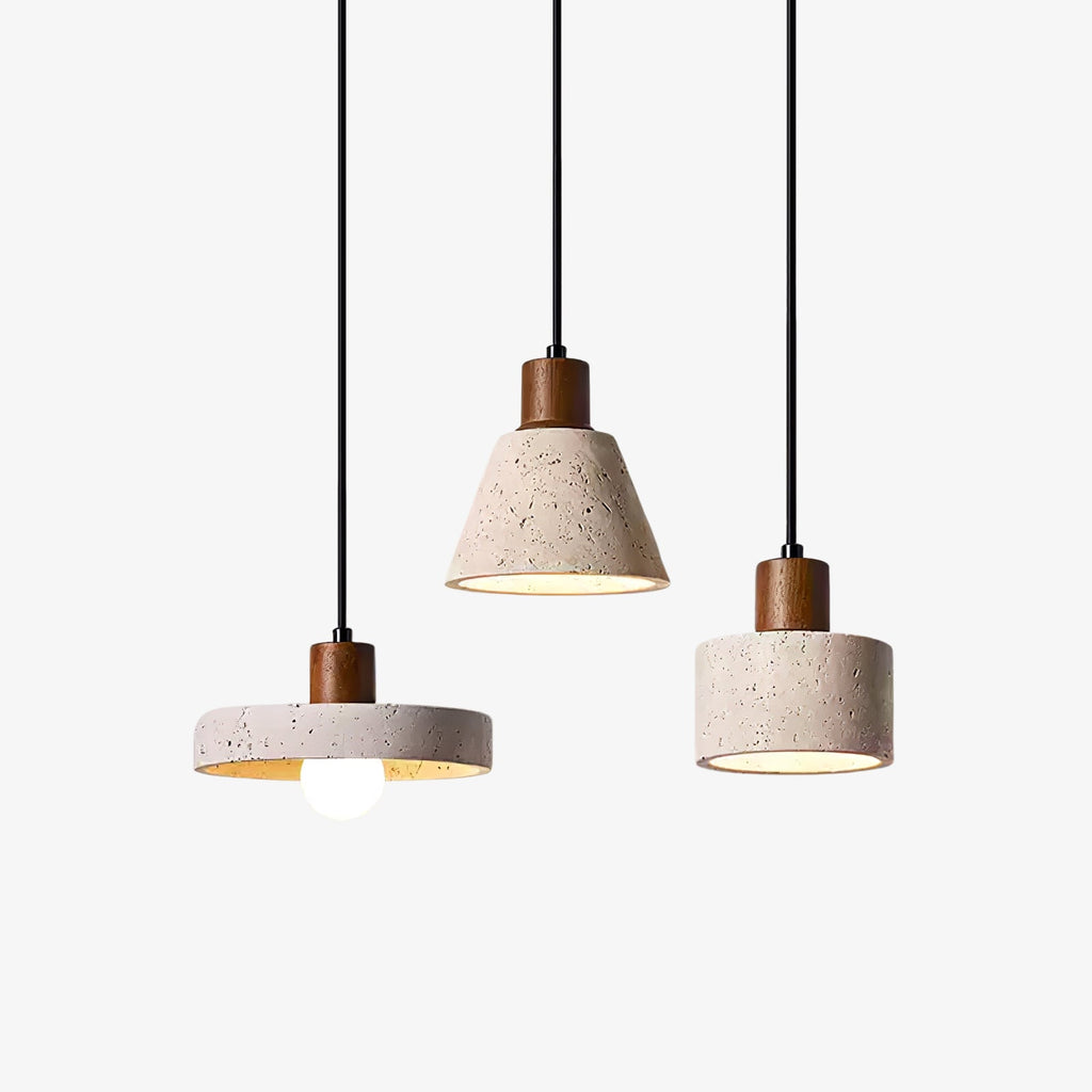Suspension moderne Archie en Travertin jaune