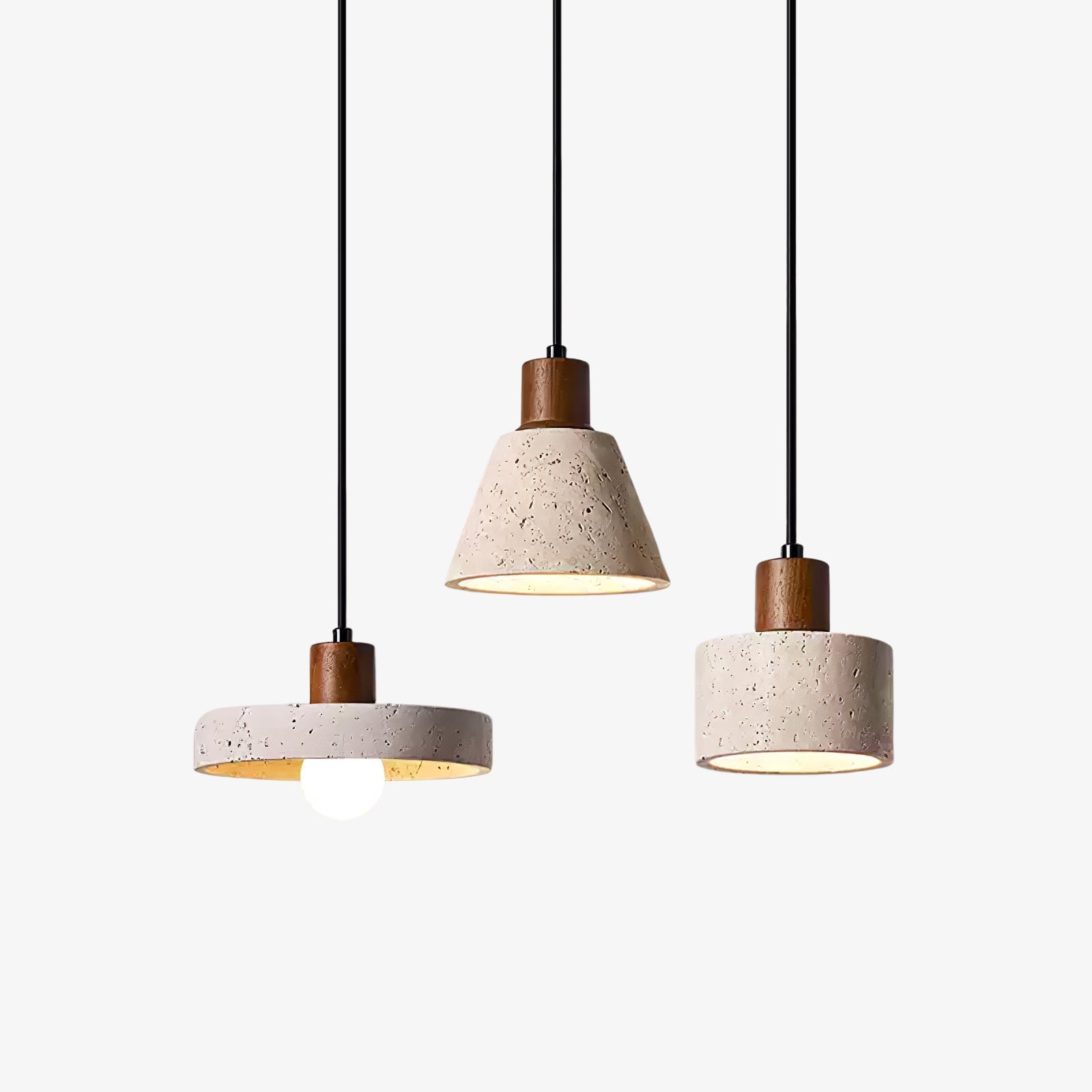 Suspension moderne Archie en Travertin jaune