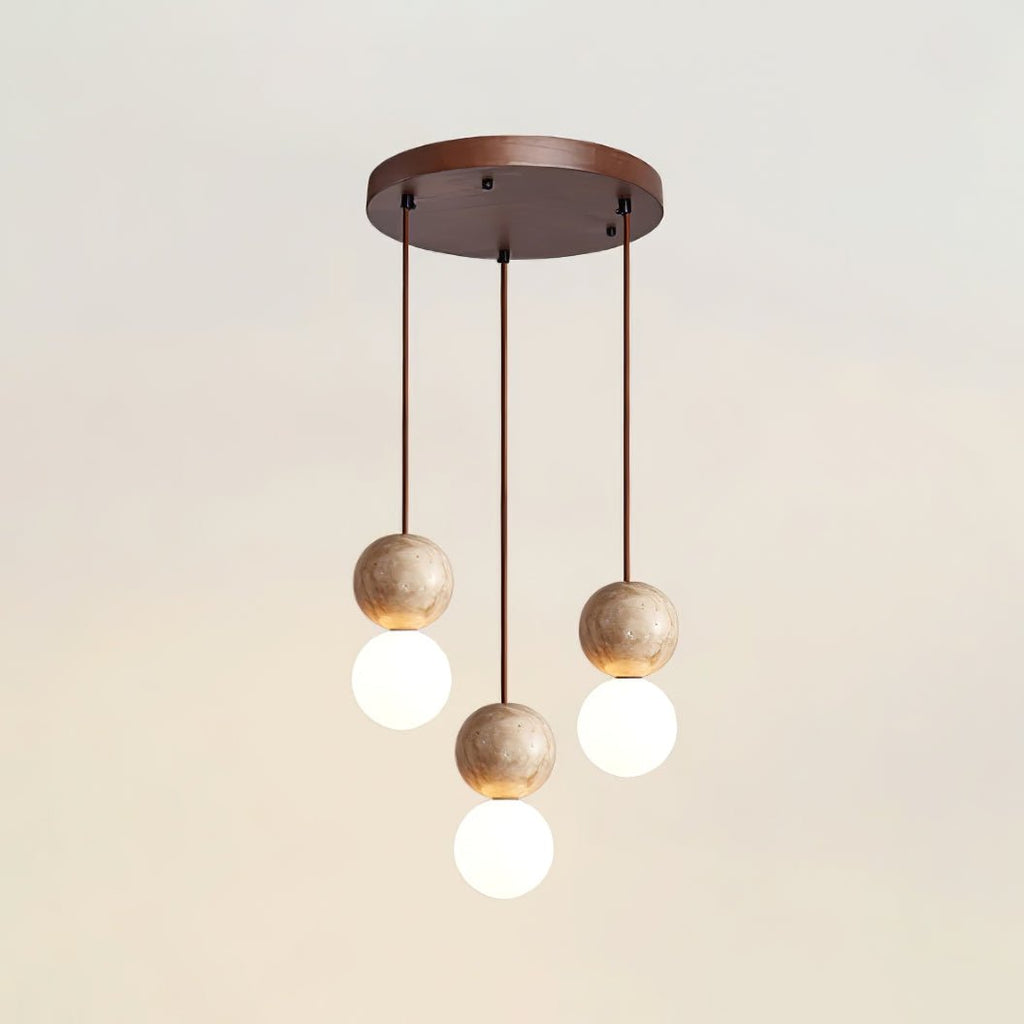 Suspension moderne Fridtjof en Travertin jaune et blanc