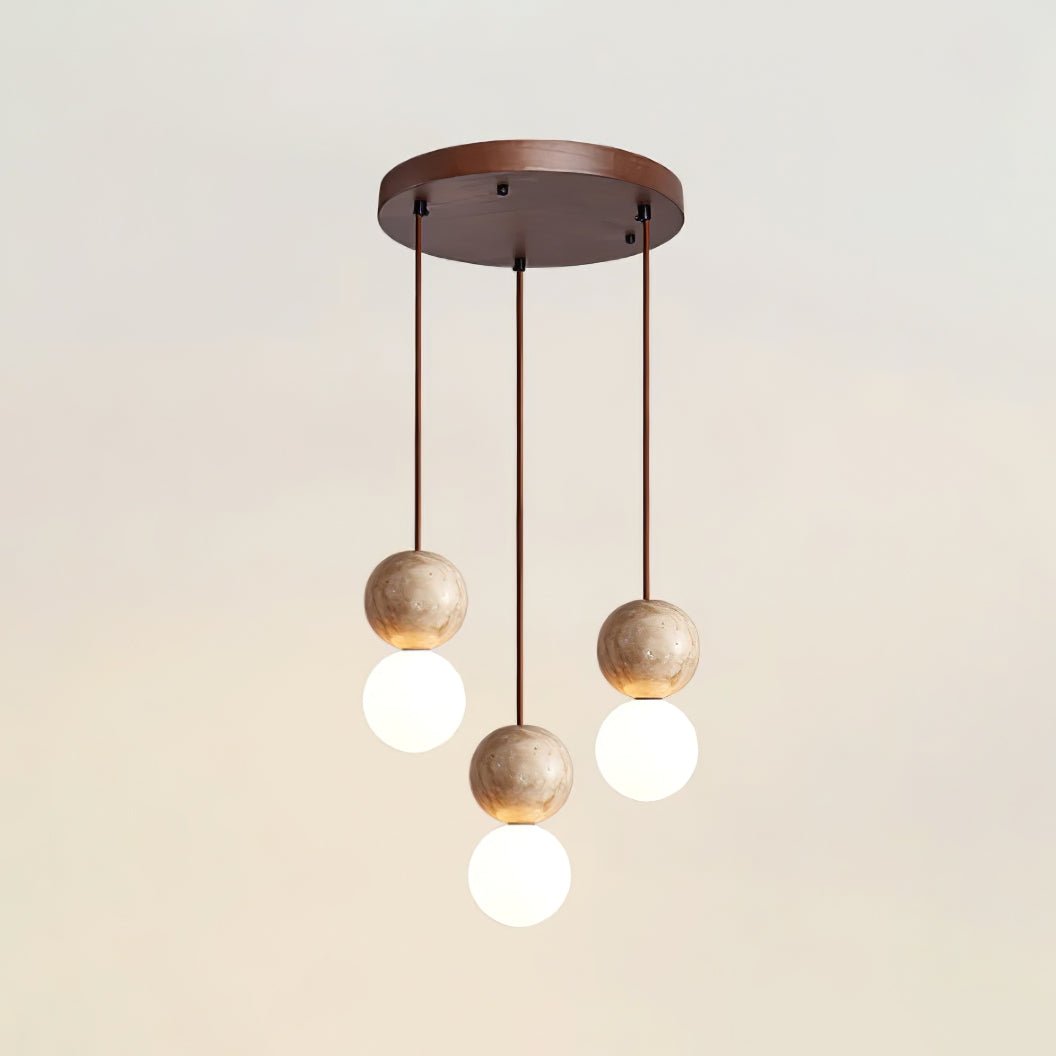 Suspension moderne Fridtjof en Travertin jaune et blanc