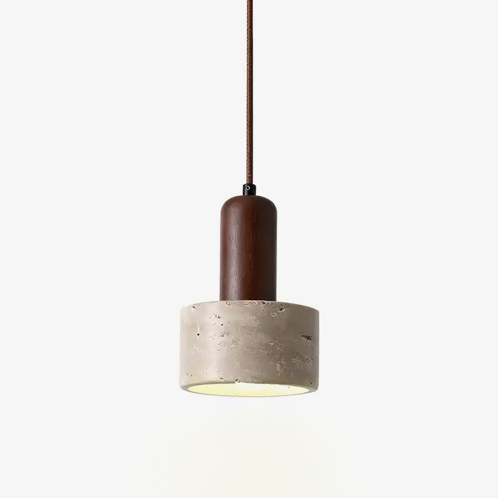 Suspension moderne Llyr en Travertin jaune et noyer